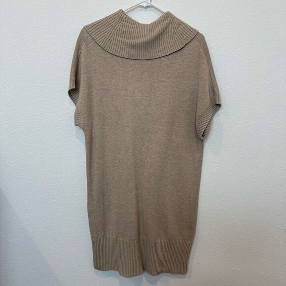 Caslon Short Sleeve Cowl Neck Sweater Pockets Tan Beige Cotton Viscose Medium - Picture 2 of 8